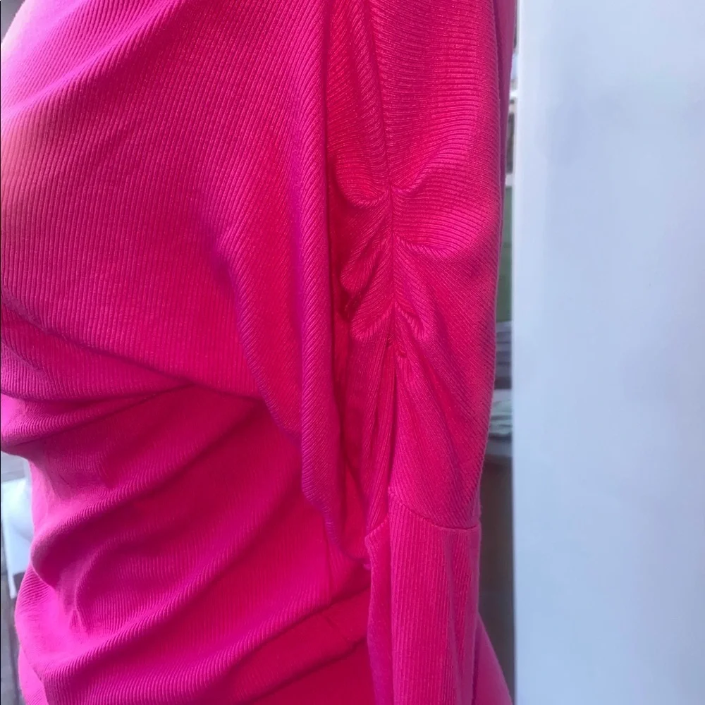 GENERATION LOVE Vibrant Pink Long Sleeve  2 pc. Outfit off shoulder on one side
